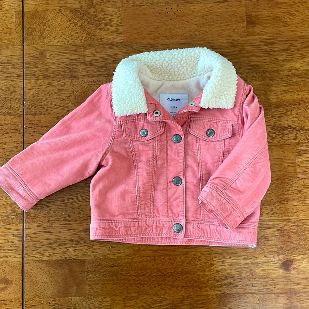 Pink Corduroy Shearling Lined Jacket